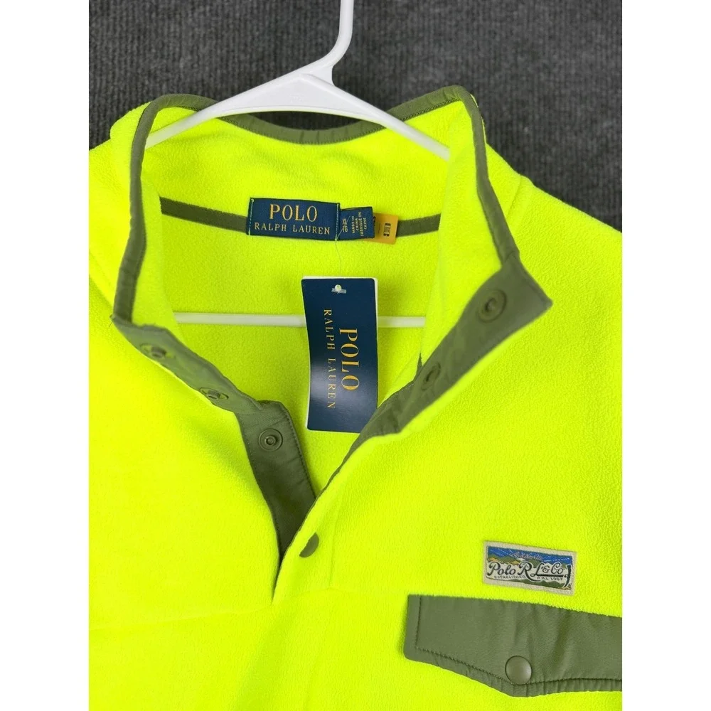 Polo Ralph Lauren Fleece Pullover Mens XL‎ Neon Safety Yellow Gorpcore NWT
